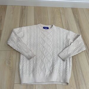 Aelfric Eden Cream Cable Knit Crewneck Sweater